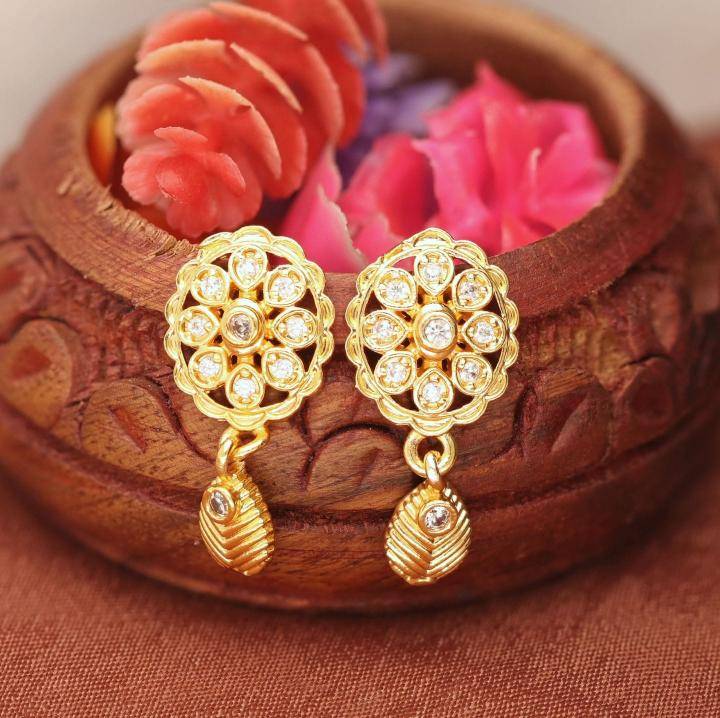 Micro gold polish ad earrings 1015 Artificial bridal jewellery wholesalers in Delhi
